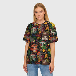 Футболка оверсайз женская Фон с лесными грибами, цвет: 3D-принт — фото 2