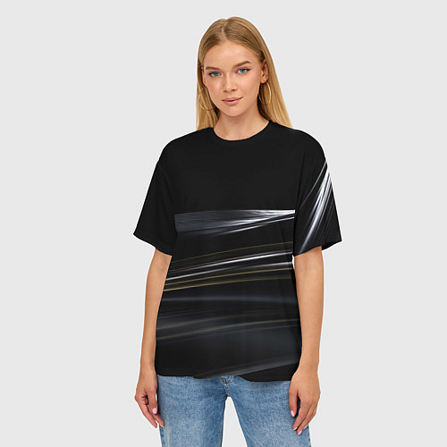 Женская футболка оверсайз Black abstract background / 3D-принт – фото 3