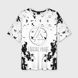 Футболка оверсайз женская Linkin park краски лого чёрно белый, цвет: 3D-принт