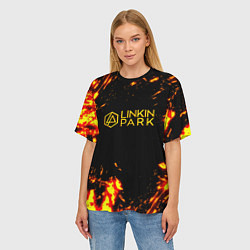 Футболка оверсайз женская Linkin park огненный стиль, цвет: 3D-принт — фото 2