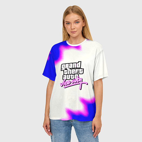 Женская футболка оверсайз GTA неон краски / 3D-принт – фото 3