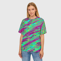 Футболка оверсайз женская Разноцветные паттерны, цвет: 3D-принт — фото 2