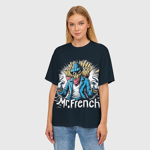 Женская футболка оверсайз Mr French / 3D-принт – фото 3