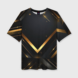 Женская футболка оверсайз Gold luxury black abstract