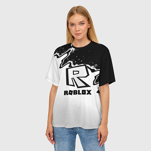 Женская футболка оверсайз Roblox краски белые / 3D-принт – фото 3