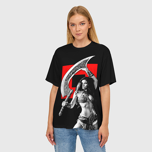 Женская футболка оверсайз Амазонка с ятаганом / 3D-принт – фото 3