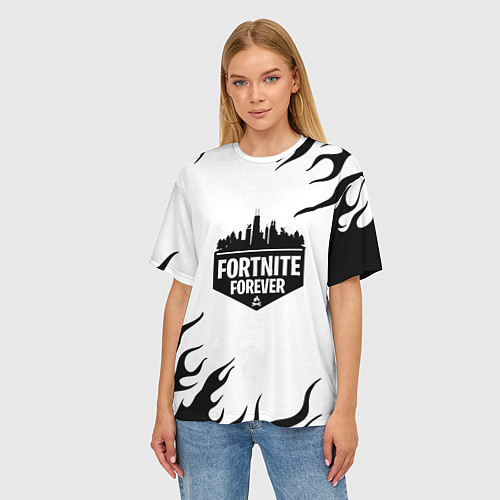 Женская футболка оверсайз Epic games fortnite fire / 3D-принт – фото 3