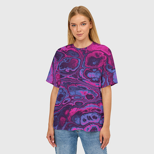 Женская футболка оверсайз Абстрактный разноцветный узор / 3D-принт – фото 3