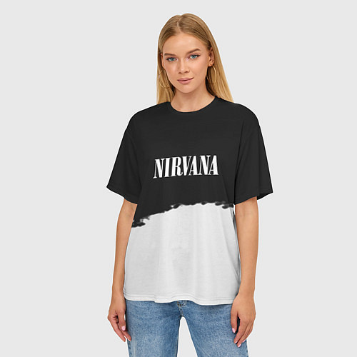 Женская футболка оверсайз Nirvana текстура / 3D-принт – фото 3