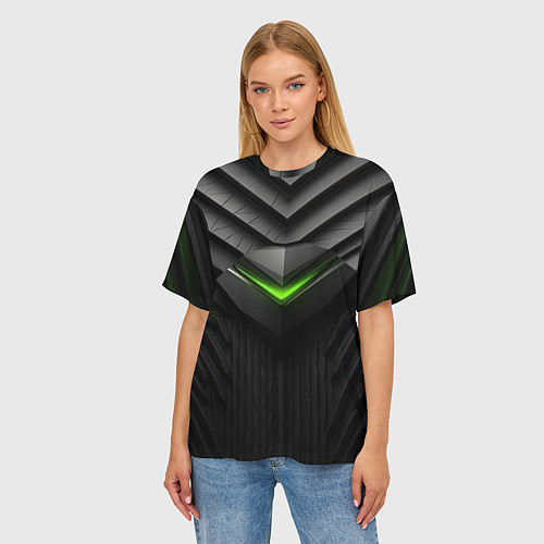 Женская футболка оверсайз Яркий акцент зеленого / 3D-принт – фото 3