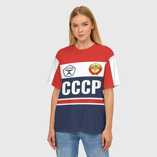 Женская футболка оверсайз СССР - Союз Советских Социалистических Республик / 3D-принт – фото 3