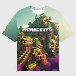 Футболка оверсайз женская Minecraft logo карты, цвет: 3D-принт