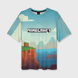 Футболка оверсайз женская Minecraft logo квадратный мир, цвет: 3D-принт