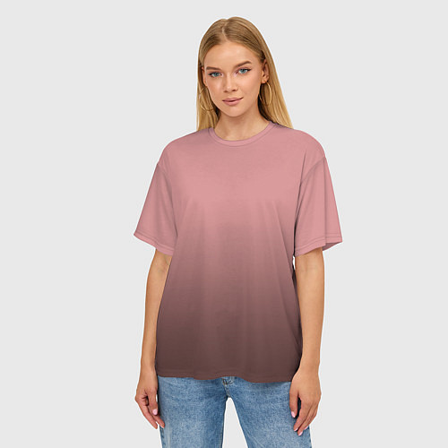 Женская футболка оверсайз Пыльно-розовый градиент / 3D-принт – фото 3