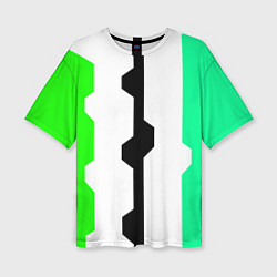 Женская футболка оверсайз Техно линии зелёный