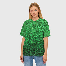 Футболка оверсайз женская Мелкая мозаика зелёный градиент, цвет: 3D-принт — фото 2