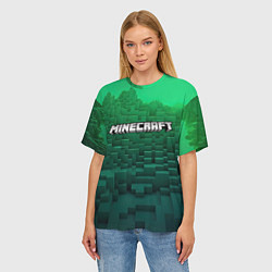 Футболка оверсайз женская Minecraft logo green, цвет: 3D-принт — фото 2
