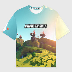 Футболка оверсайз женская Minecraft logo солнечная карта, цвет: 3D-принт