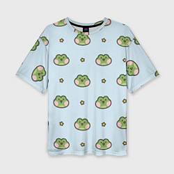 Женская футболка оверсайз Паттерн с лягушками