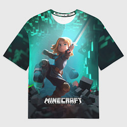 Футболка оверсайз женская Персонаж Minecraft с мечом, цвет: 3D-принт