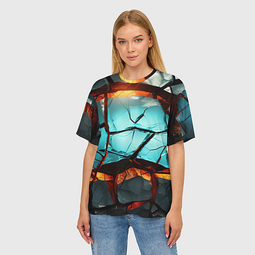 Женская футболка оверсайз Абстрактные камни разломленные / 3D-принт – фото 3