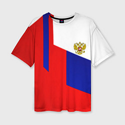 Женская футболка оверсайз Россия геометрия спортивная