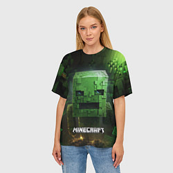 Футболка оверсайз женская Minecraft зеленый персонаж в пещере, цвет: 3D-принт — фото 2