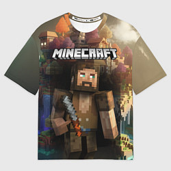 Футболка оверсайз женская Minecraft персонаж с бородой у горы, цвет: 3D-принт