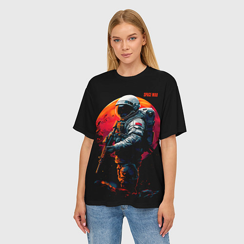Женская футболка оверсайз Космический воин / 3D-принт – фото 3