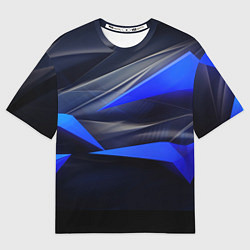 Футболка оверсайз женская Black and blue abstract background sport style, цвет: 3D-принт