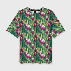 Женская футболка оверсайз Весенние цветы на поляне