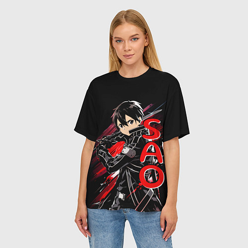 Женская футболка оверсайз Кирито - Sword Art Online / 3D-принт – фото 3