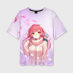 Футболка оверсайз женская Юки - Любовь с кончиков пальцев, цвет: 3D-принт