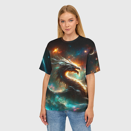 Женская футболка оверсайз The incredible space dragon / 3D-принт – фото 3