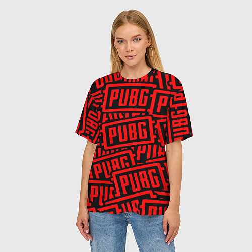 Женская футболка оверсайз PUBG pattern games / 3D-принт – фото 3