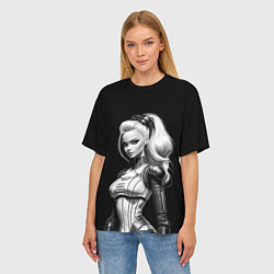 Футболка оверсайз женская Барби - киберпанк нейросеть, цвет: 3D-принт — фото 2