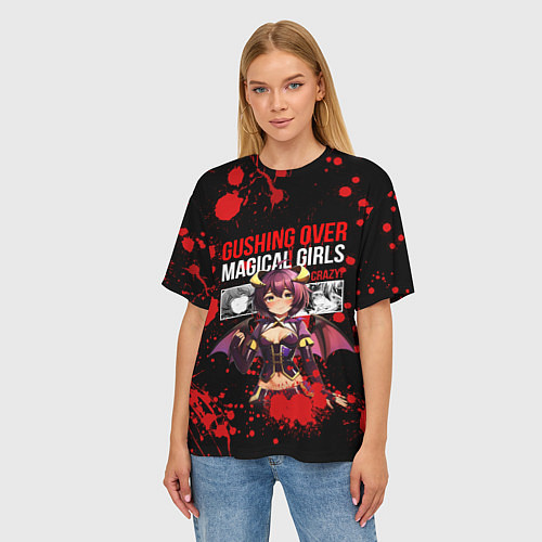 Женская футболка оверсайз Gushing over magical girls / 3D-принт – фото 3
