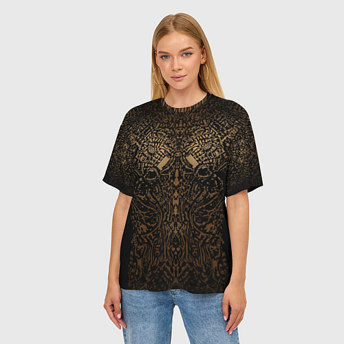 Женская футболка оверсайз Золотой узор маори / 3D-принт – фото 3