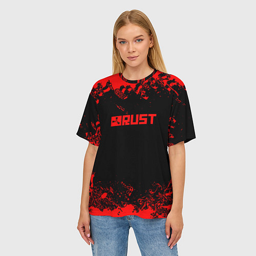 Женская футболка оверсайз RUST краски текстура шутер / 3D-принт – фото 3