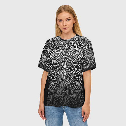 Женская футболка оверсайз Маори орнамент / 3D-принт – фото 3