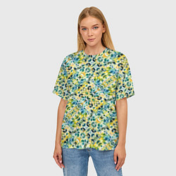 Футболка оверсайз женская Нежные весенние акварельные листья, цвет: 3D-принт — фото 2