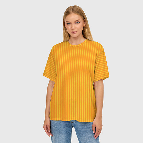 Женская футболка оверсайз Жёлтый полосатый / 3D-принт – фото 3