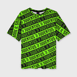 Женская футболка оверсайз Juventus green pattern sport