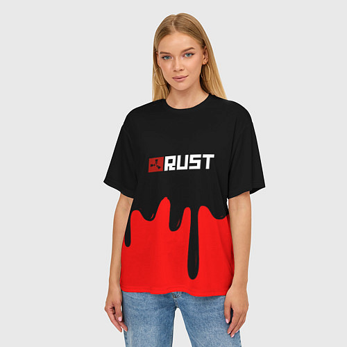 Женская футболка оверсайз RUST краски разводы пустошь / 3D-принт – фото 3