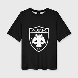 Футболка оверсайз женская AEK fc белое лого, цвет: 3D-принт