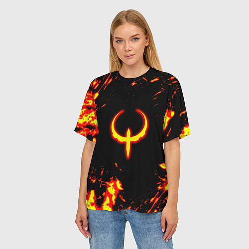 Женская футболка оверсайз Quake fire logo / 3D-принт – фото 3