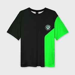 Футболка оверсайз женская Skoda pattern sport green, цвет: 3D-принт