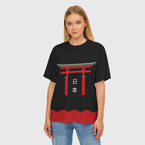 Женская футболка оверсайз Японские врата тории / 3D-принт – фото 3