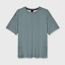 Женская футболка оверсайз Треугольные полосы бело-бирюзовый