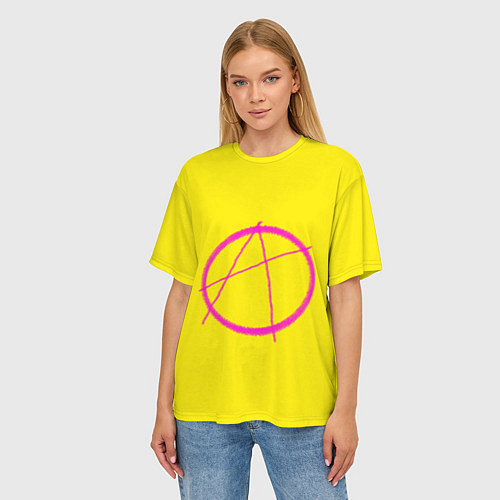Женская футболка оверсайз Символ Анархиста / 3D-принт – фото 3